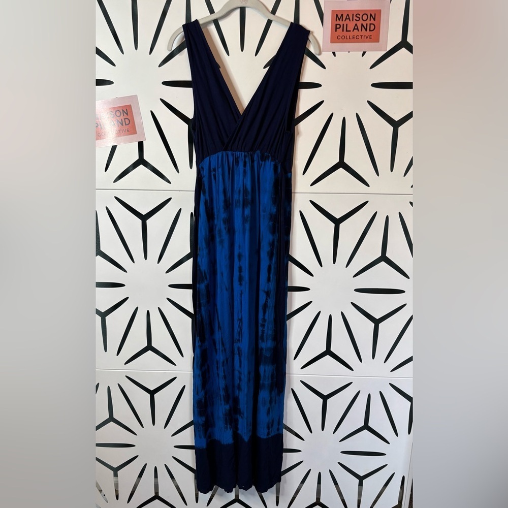 Liz Lange Maternity Maxi Dress Navy Royal Blue Tie Dye Women’s Size S